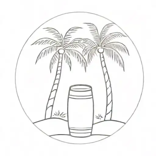 Barrel Near The Palm Tree