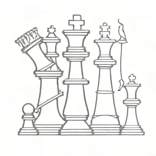 Chess Pieces Forming A Musical Staff