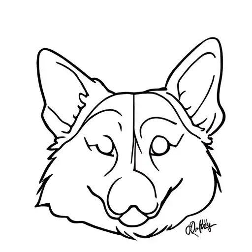 Corgi Face Outline With Eyebrows