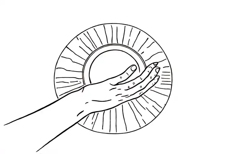 Hand Of God With An Abstract Sun In The Background