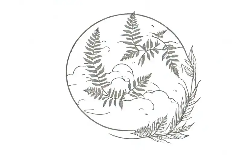 Clouds And Fern Sorrounding