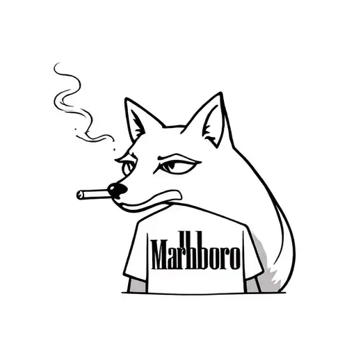Fox Wearing A Marlboro Shirt Smoking A Cigarette