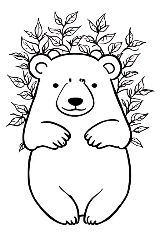 Anime Polar Bear Teddy Surrounded Ivy Leaves