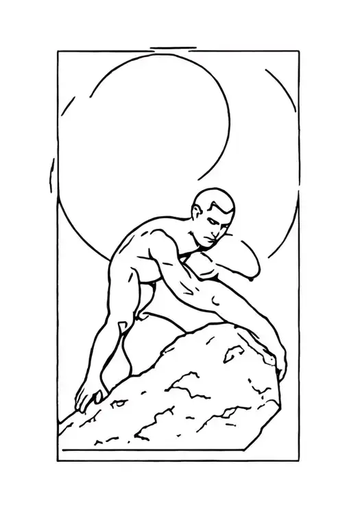 Simple Sisyphus Pushing A Boulder