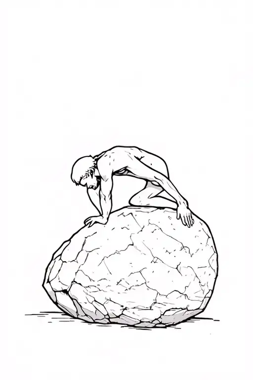 Simple Sisyphus Pushing A Boulder
