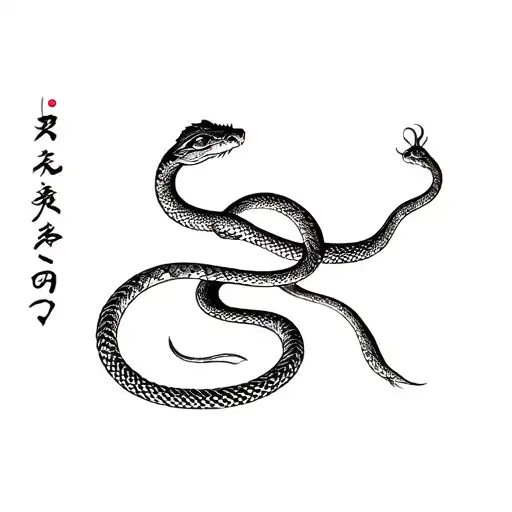 Snake With Japanese Letters Stating Rise And Power