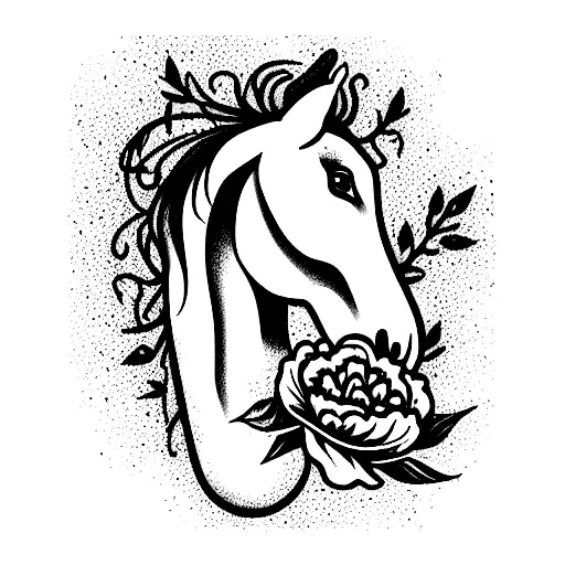 Horse Head With Carnation