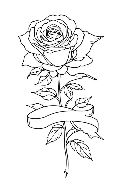 Fine Line Rose Whit Banner