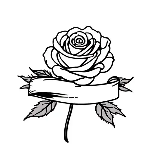 Fine Line Rose Whit Banner