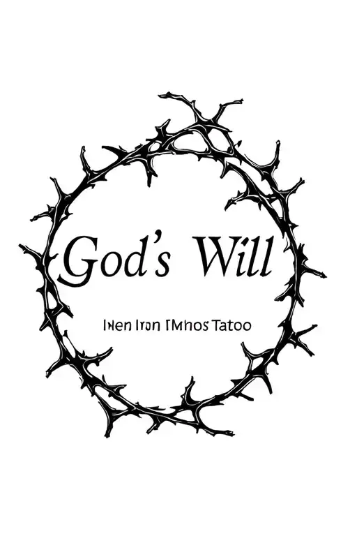 Rose Bush Morphing Thorns Wrapping Around With Text That Says God's Will