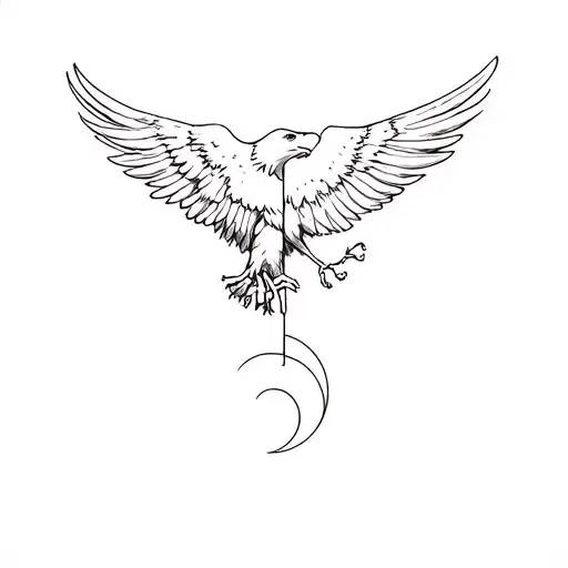 Eagle And Moon Merging Together