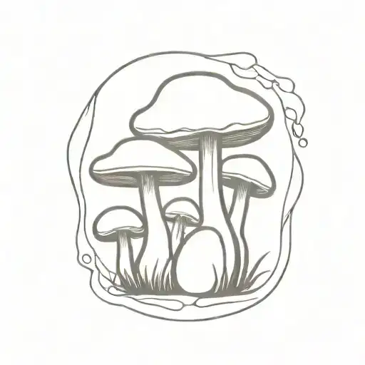 Mushrooms Made Of Crumbling Stone Abstract