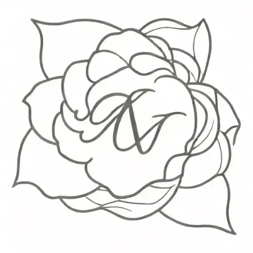 Gardenia Flower With Ktn Initials Intertwined