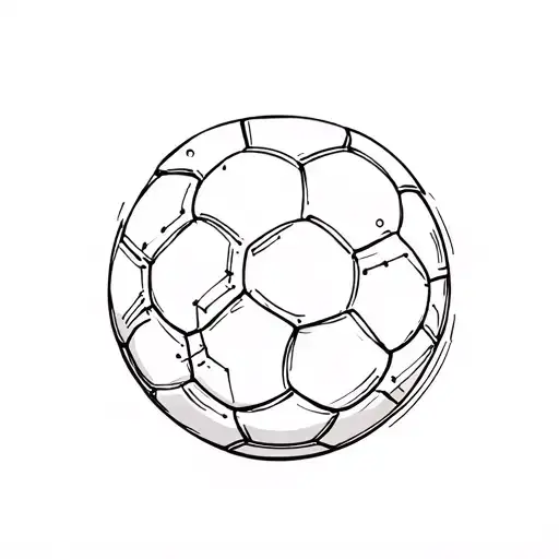 A Minimalist Tattoo Of A Soccer Ball With Electrical Circuit Patterns
