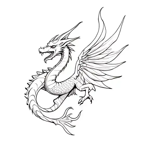 European Dragon With Greek Phoenix