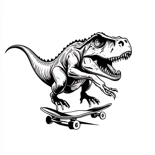 T Rex Doing A Kick Flip On A Skateboard