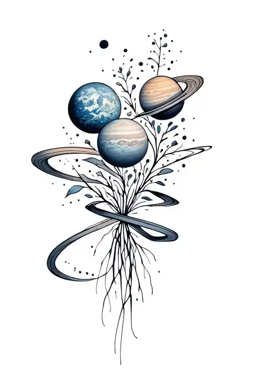 Boquet Of Planets Held Together By Ribbon