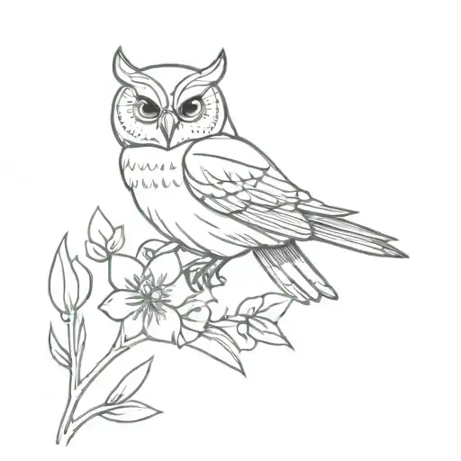 Owl Perched On Flower