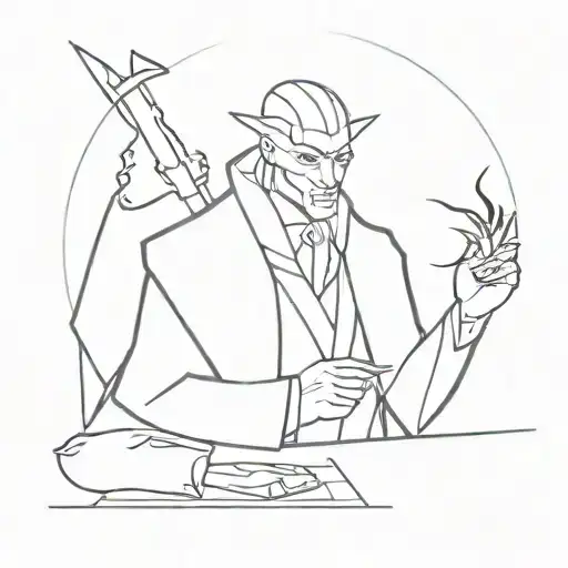 A Minimalist Design Of A Cunning And Deceitful Villain Plotting Their Next Move