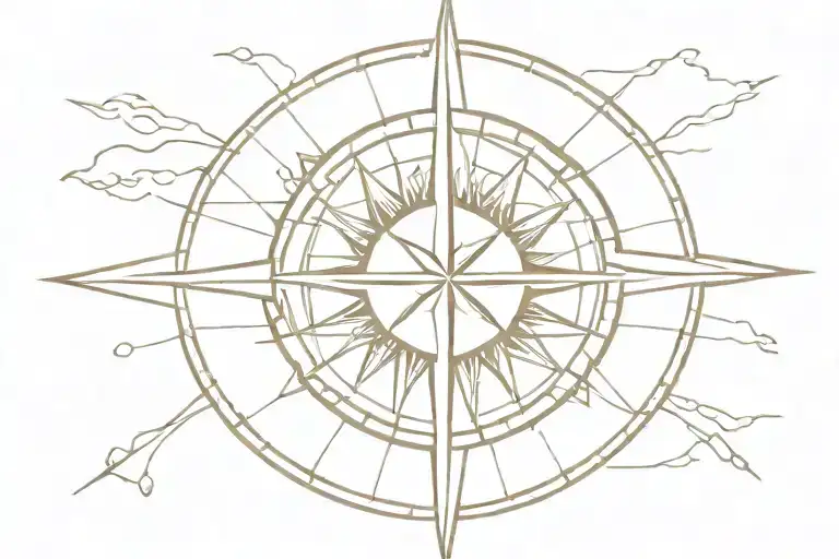 Compass Rose With Sun