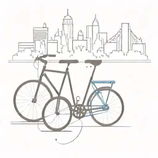 A Minimalist Skyline Of Our Hometown With Two Bicycles Intertwined In The Foreground