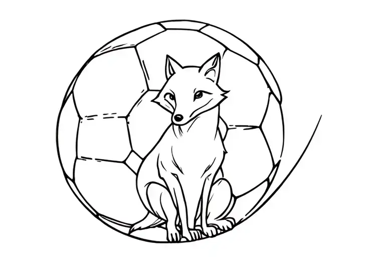 Soccer Ball With Fox Sitting