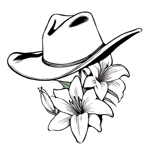 Cowboy Hat And 4 Lillies Wrapping Itself