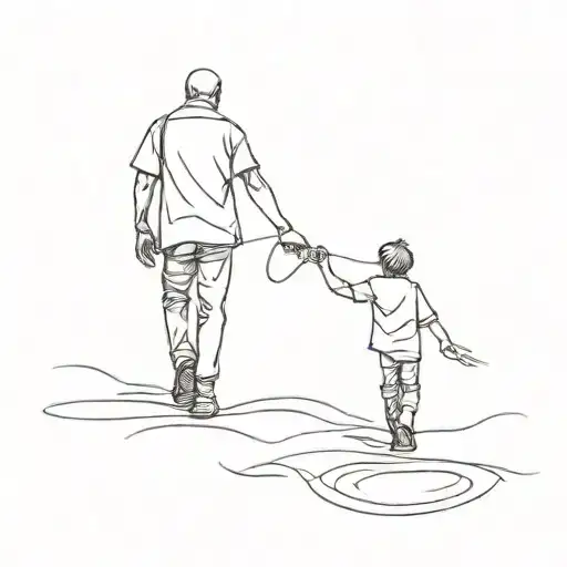 Father And Son Walking Hand In Hand