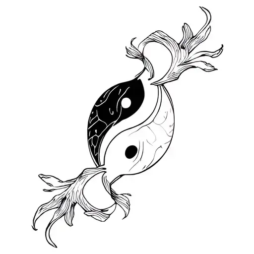Burning Koi Yin Yang Symbol