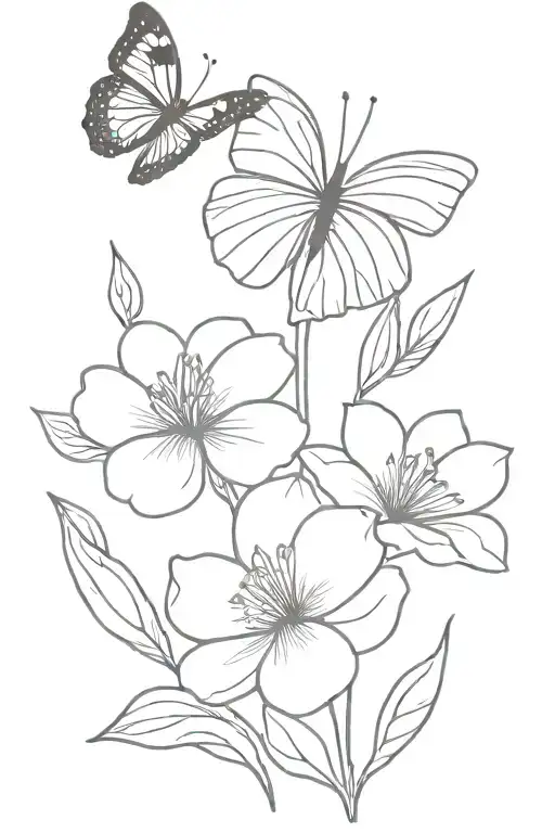 Simple Flowers With A Butterfly