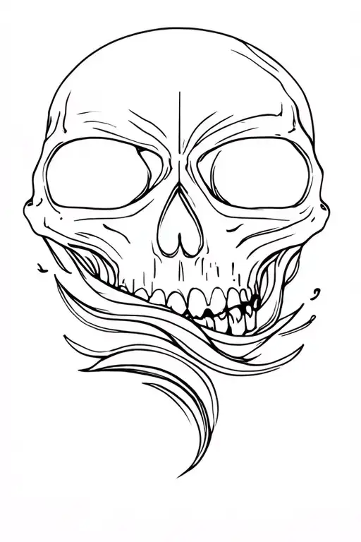Skull And Waves Merging