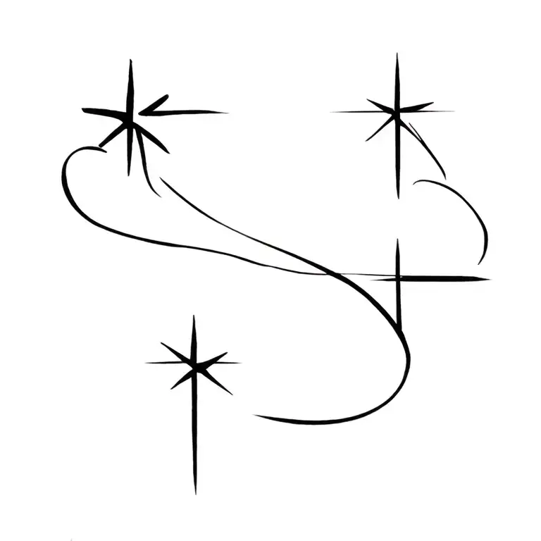 Stars Flowing In Abstract Design In A Straight Line