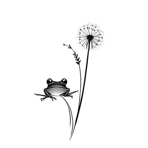 Small Frog And Dandelion