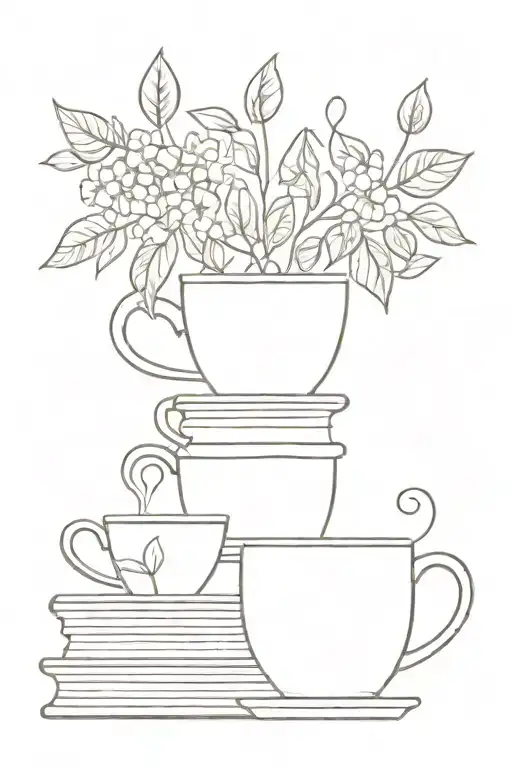 Books And Vines And Tea Cups Growing Together