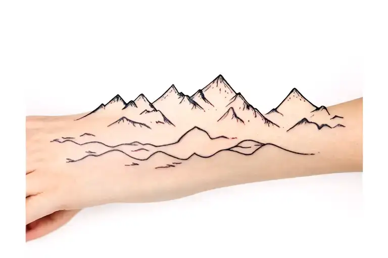 3 Band Tattoos One Above The Other About Sea Mountains And Space