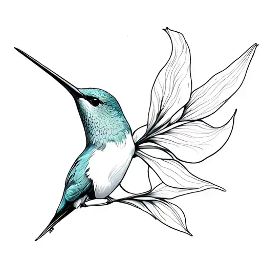 Colibri With A White Orchidea Abstract Style