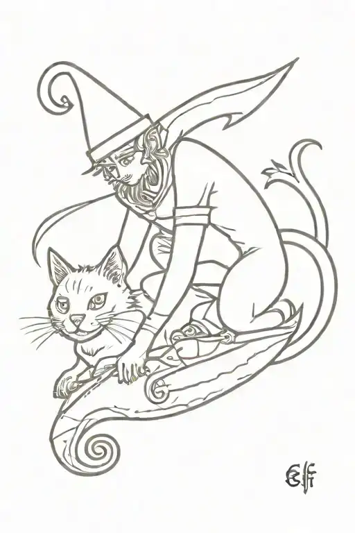 Elf Riding A Cat With Tuna In Its Mouth