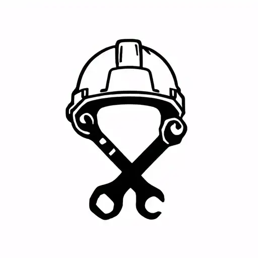 Mining Engineer Wrenches And Helmet