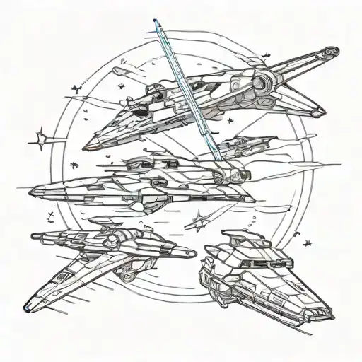Star Wars Ships And Lightsaber