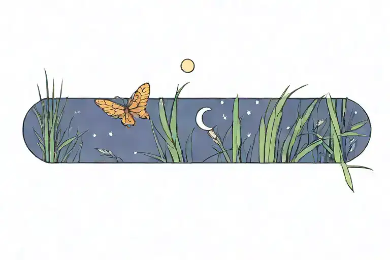 Moth And Grass And Moon And Water