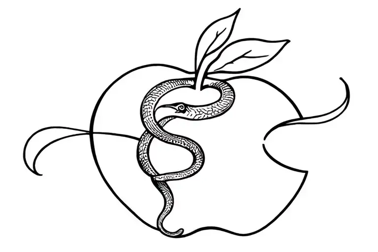 Serpent Wrapping Around An Apple Horizontally