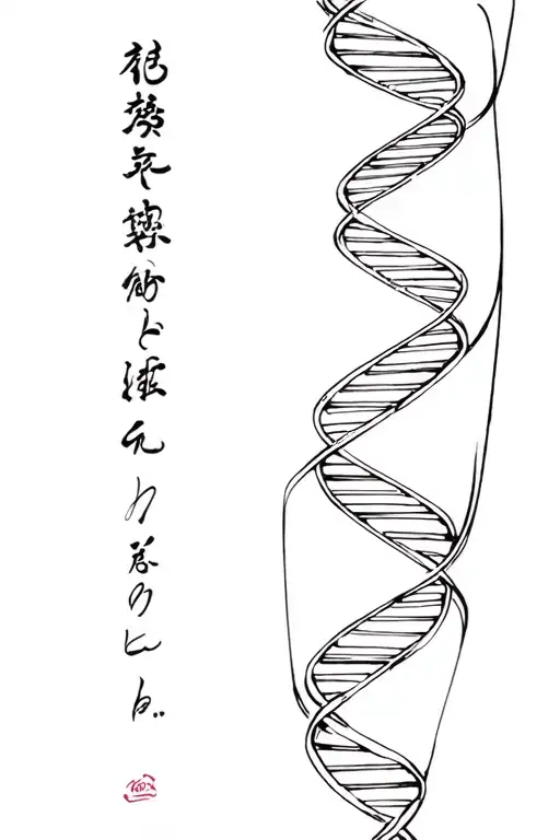 Japanese Style Dna Strand On Male Forearm