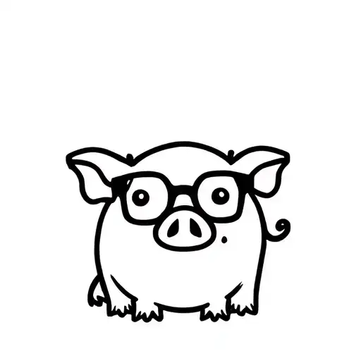 Little Fat Pig Wearing Glasses