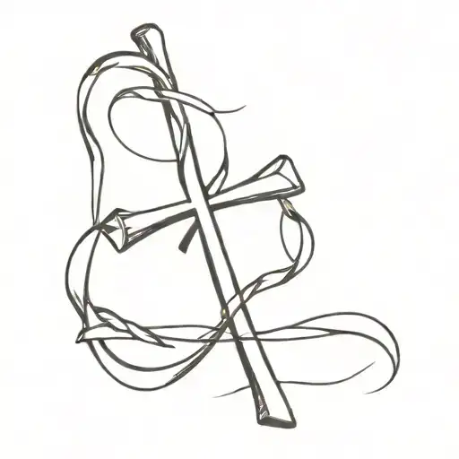 Cross With Ribbons Floating