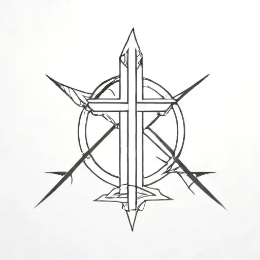 Create A Tatoo With Capital T Inside A O And With A Cross On It