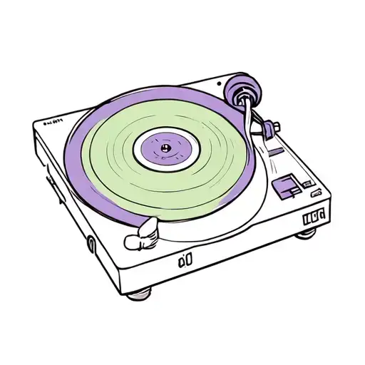 Record Player With Purple And Green Record