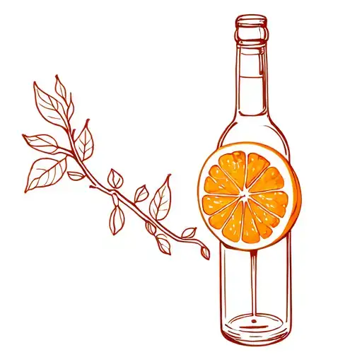 Wine Bottle With An Orange On The Lable