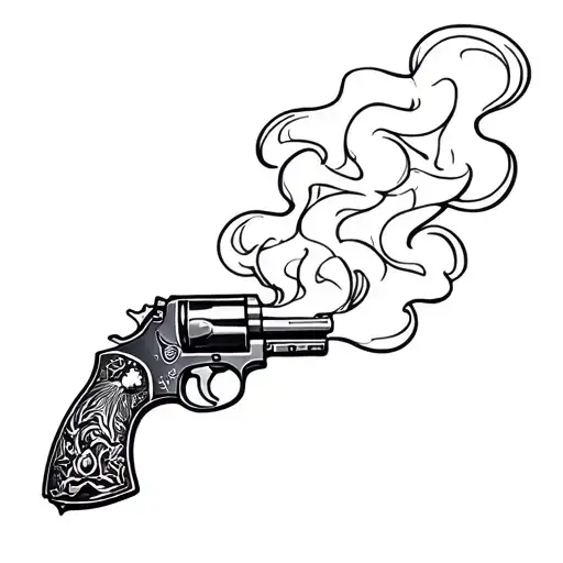 Baretta Of The Front With Smoke Comming Out Of The Barrel And Front End