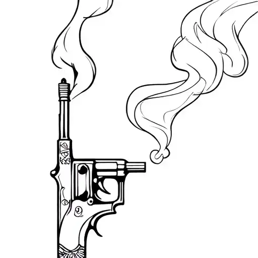 Baretta Gun With Smoke Out Of Barrel