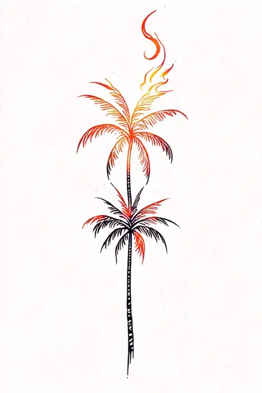 Palm Tree Made Of Fire